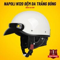 Nón Bảo Hiểm 1/2 Napoli N120 Đệm Da Trắng Bóng