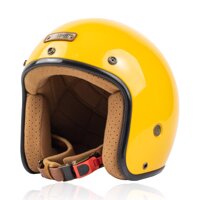 Nón bảo hiểm 34 Bulldog Perro 4U cao cấp Chính hãng, Lót tháo rời, Tặng khóa số chống trộm, túi xách và balo rút Bulldog - Vàng Bóng - Size XXL