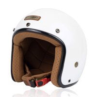 Nón bảo hiểm 34 Bulldog Perro 4U cao cấp Chính hãng, Lót tháo rời, Tặng khóa số chống trộm, túi xách và balo rút Bulldog - Trắng - Size S