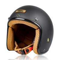 Nón bảo hiểm 34 Bulldog Perro 4U cao cấp Chính hãng, Lót tháo rời, Tặng khóa số chống trộm, túi xách và balo rút Bulldog - Đen Nhám - Size XL