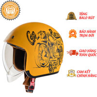Nón bảo hiểm 34 kính âm Royal M139 Vàng Cam Nhám tem V7 Cafe Racer cao cấp Lót tháo rời, che hết mặt