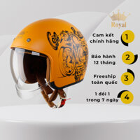Nón bảo hiểm 3/4 kính âm Royal M139 V7 vàng cafe racer chính hãng bảo hàng 12 tháng