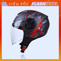 Nón Bảo Hiểm 3/4 Yohe 851 Xám Đỏ Chính hãng, Mũ Bảo Hiểm 3/4 cao cấp