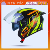 Nón Bảo Hiểm 3/4 Yohe 878 Plus SRT Xanh 2 Kính Chính Hãng, Mũ Bảo Hiểm 3/4 Cao Cấp