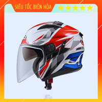 Nón Bảo Hiểm 3/4 Zeus 613B Xanh Đỏ Bóng Chính Hãng Tặng Kèm Khăn Trùm Đầu Ninja