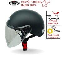 Nón bảo hiểm AMBY nửa đầu kính dài, nón bảo hiểm 1/2 đầu thời trang nam nữ bền đẹp, gọn nhẹ và chắc chắn, màu đen nhám
