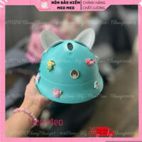 Nón bảo hiểm bo tròn kiểu dáng mũ cối cho Bé Tặng kèm Tai mèo tai gấu Và chamr Stick cute - Mũ cho bé 2 -8 tuổi cao cấp