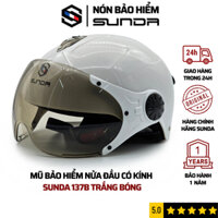 Nón bảo hiểm chính hãng SUNDA 137B sơn bóng , mũ bảo hiểm nửa đầu an toàn nhiều màu thời trang