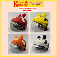 Nón bảo hiểm có kính cho bé hình dán bò sữa siêu cute đủ các màu
