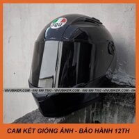 Nón bảo hiểm Fullface AGU đen bóng ráp kính đen theo nón - bảo hành 12 tháng - mũ bảo hiểm fullface AGU đen phượt