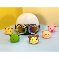 Nón bảo hiểm gắn kính phi công và thú mềm nhiều màu siêu cute