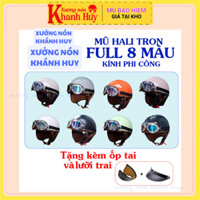 Nón bảo hiểm hali tròn có kính phi công+tặng kèm ốp tai NHIỀU MÀU