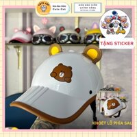 Nón Bảo Hiểm Kết Gấu Nâu, Nón Kết Gấu Nâu Panda Có Khoét Lỗ Phía Sau Nón Kết Gấu Dễ Thương CUTE CAT