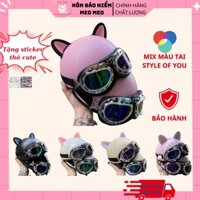 Nón Bảo Hiểm Nửa Đầu Cute Nhựa ABS Kèm Kính Phi Công,Mũ Bảo Hiểm Nửa Đầu Với Phụ Kiện Tai Thỏ Các màu cute phô mai que
