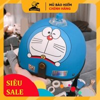 Nón bảo hiểm nửa đầu Doremon xanh có kính uv,phi công,mũ bảo hiểm 1/2 cao cấp,free size cho nam nữ,bảo hành 1 năm