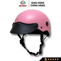 Nón bảo hiểm nửa đầu thời trang NON CAMRY, màu Hồng nhạt nhẹ nhàng, kiểu dáng trẻ trung, có lỗ thông khí thoáng mát