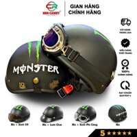 Nón bảo hiểm thời trang 1/2 Camry, họa tiết monster nhiều màu, kèm kính phi công, kính uv