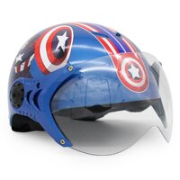 Nón Bảo Hiểm Trẻ Em 12 Đầu Có Kính Protec Kitty, Họa Tiết Captain American - Hàng Chính Hãng - M
