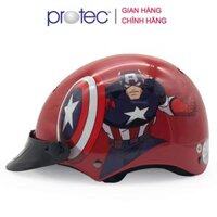 Nón bảo hiểm trẻ em 12 đầu Protec Kitty, họa tiết siêu anh hùng Captain American - Đỏ - M
