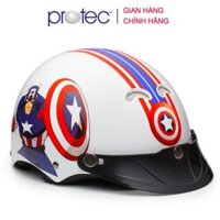 Nón bảo hiểm trẻ em 12 đầu Protec Kitty, họa tiết siêu anh hùng Captain American - Trắng - M