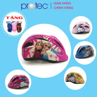 Nón bảo hiểm xe đạp trẻ em Protec SMILE cho bé gái, họa tiết đáng yêu, năng động, có đèn hậu an toàn- Hàng chính hãng - FROZEN Hồng - size S