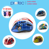 Nón bảo hiểm xe đạp trẻ em Protec SMILE cho bé trai từ 1-12 tuổi, họa tiết mạnh mẽ, năng động, có đèn hậu an toàn- Hàng chính hãng - CAPTAIN Xanh - size M