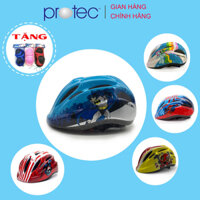 Nón bảo hiểm xe đạp trẻ em Protec SMILE cho bé trai từ 1-12 tuổi, họa tiết mạnh mẽ, năng động, có đèn hậu an toàn- Hàng chính hãng - BATMAN - size M