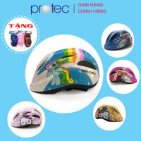Nón bảo hiểm xe đạp trẻ em Protec SMILE cho bé gái, họa tiết đáng yêu, năng động, có đèn hậu an toàn- Hàng chính hãng - PONY Trắng - size M