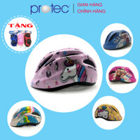 Nón bảo hiểm xe đạp trẻ em Protec SMILE cho bé gái, họa tiết đáng yêu, năng động, có đèn hậu an toàn- Hàng chính hãng - PONY Hồng - size M