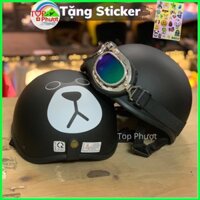 Nón bảo hiểm xe máy cute cặp đôi hình Gấu Đen - Mũ nửa đầu 1/2 có kính an toàn chất lượng Việt Nam sản xuất đạt chuẩn