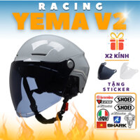 Nón bảo hiểm Yema V2 Racing Free Size tặng kính đen + kính trắng