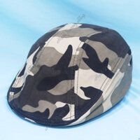 Nón beret bít đuôi, thiết kế mỏ vịt độc đáo, quà tặng cho người trung niên, vòng đầu 58cm - Hạnh Dương - Rằn ri nâu trắng