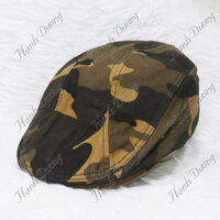 Nón beret bít đuôi, thiết kế mỏ vịt độc đáo, quà tặng cho người trung niên, vòng đầu 58cm - Hạnh Dương - Rằn ri nâu sáng