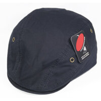 Nón beret nam, mũ mỏ vịt dành cho người trung niên, không thêu họa tiết, chất liệu vải oát mềm mại, tăng giảm size dễ dàng - Đen