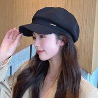Nón Beret vải canvas trơn màu, logo inox nhỏ, phụ kiện thời trang phong cách cổ điển/ thanh lịch, có sẵn Đà Nẵng.