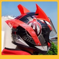 NÓN BH AGU AVENGER 4 ĐỎ + Đuôi gió AGV và sừng NHỌN