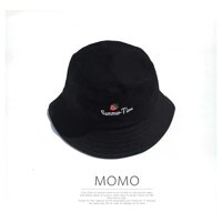 Nón Bucket 2 Mặt Thêu Icon  - TRÁI DÂU ĐEN - TRẮNG