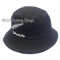 Nón bucket chiếc lá, mũ tai bèo vành nhỏ thêu chiếc lá phù hợp cho nam và nữ - Đen