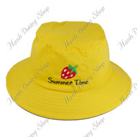 Nón bucket dâu tây Summer Time, mũ tai bèo Quả Dâu đội được cả 2 mặt với 2 màu, vừa tiết kiệm chi phí lại vừa tiện lợi - Hạnh Dương - Vàng &amp; đen