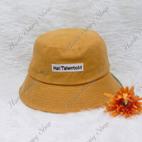 Nón bucket nhung thêu chữ Hai Talentom sớ nhung nhuyễn thời trang cá tính - Kaki đậm
