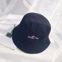 Nón bucket quả dâu Summer Time - Mũ bucket rộng vành - đen