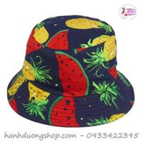 Nón bucket trái cây hot hit mũ tai bèo trái cây hoa cỏ vành nhỏ dễ thương chất liệu vải cotton thoáng mát - Hạnh Dương - Dưa hấu to &amp; thơm