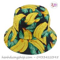 Nón bucket trái cây hot hit mũ tai bèo trái cây hoa cỏ vành nhỏ dễ thương chất liệu vải cotton thoáng mát - Hạnh Dương - Chuối