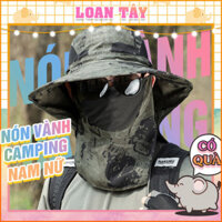 Nón Camping Rằn Ri Style Hàn Nam Nữ Vành Rộng Chống Nắng Có Khăn Che Mặt L2500