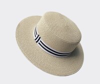 Nón cao bồi mũ phớt cao bồi cowboy cói nam nữ đi biển đẹp chống nắng UV thoáng mát vành phẳng dona22031701 - Trắng