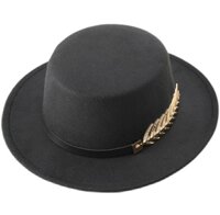 Nón cao bồi mũ phớt nỉ vành phẳng nam nữ phong cách Korea dona221004050 - Đen