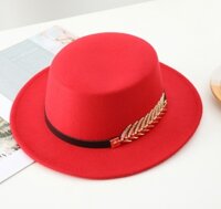 Nón cao bồi mũ phớt nỉ vành phẳng nam nữ phong cách Korea dona221004050 - Đỏ