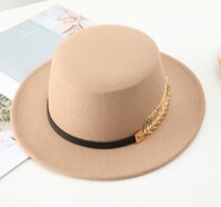 Nón cao bồi mũ phớt nỉ vành phẳng nam nữ phong cách Korea dona221004050 - Kem