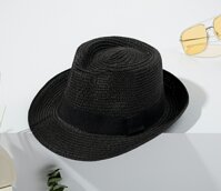 Nón cao bồi nam nữ Mũ phớt cao bồi cói vành nhỏ cowboy thoáng mát đi biển dạo phố dã ngoại dona22031601 - Đen