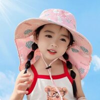 Nón chống nắng, mũ đi nắng cho bé chống tia UV che vai gáy kèm còi thổi cho bé đi chơi đi du lịch đi biển - Mirilik